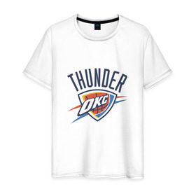 Мужская футболка хлопок с принтом NBA OKLAHOMA THUNDER OKC в Белгороде, 100% хлопок | прямой крой, круглый вырез горловины, длина до линии бедер, слегка спущенное плечо. | Тематика изображения на принте: nba | nba thunder basketball 2015thunder | okc | oklahoma | баскетбол