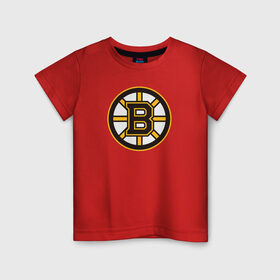 Детская футболка хлопок с принтом Boston Bruins в Белгороде, 100% хлопок | круглый вырез горловины, полуприлегающий силуэт, длина до линии бедер | boston bruins | nhl | нхл | хоккей