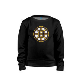 Детский свитшот хлопок с принтом Boston Bruins в Белгороде, 100% хлопок | круглый вырез горловины, эластичные манжеты, пояс и воротник | Тематика изображения на принте: boston bruins | nhl | нхл | хоккей