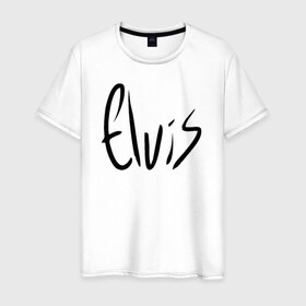 Мужская футболка хлопок с принтом Elvis Aaron Presley в Белгороде, 100% хлопок | прямой крой, круглый вырез горловины, длина до линии бедер, слегка спущенное плечо. | Тематика изображения на принте: elvis aaron presley элвис пресли