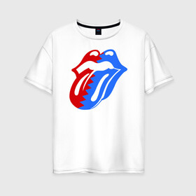 Женская футболка хлопок Oversize с принтом Rolling stones в Белгороде, 100% хлопок | свободный крой, круглый ворот, спущенный рукав, длина до линии бедер
 | rolling stones