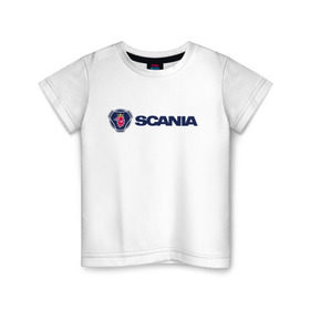 Детская футболка хлопок с принтом SCANIA в Белгороде, 100% хлопок | круглый вырез горловины, полуприлегающий силуэт, длина до линии бедер | scania | грузовик | скания