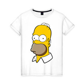 Женская футболка хлопок с принтом Homer в Белгороде, 100% хлопок | прямой крой, круглый вырез горловины, длина до линии бедер, слегка спущенное плечо | homer simpson симпсоны барт гомер
