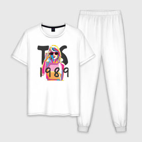 Мужская пижама хлопок с принтом TS 1989 в Белгороде, 100% хлопок | брюки и футболка прямого кроя, без карманов, на брюках мягкая резинка на поясе и по низу штанин
 | Тематика изображения на принте: 1989 | taylor swift | музыка | тэйлор свифт