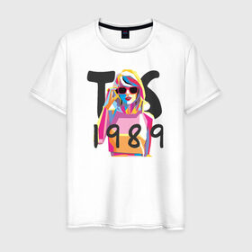 Мужская футболка хлопок с принтом TS 1989 в Белгороде, 100% хлопок | прямой крой, круглый вырез горловины, длина до линии бедер, слегка спущенное плечо. | 1989 | taylor swift | музыка | тэйлор свифт
