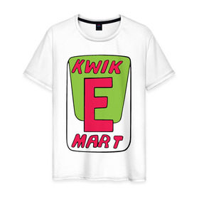 Мужская футболка хлопок с принтом KWIK E MART в Белгороде, 100% хлопок | прямой крой, круглый вырез горловины, длина до линии бедер, слегка спущенное плечо. | kwik e mart the simpsons симпсоны квик е марк