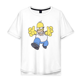Мужская футболка хлопок Oversize с принтом Angry Homer в Белгороде, 100% хлопок | свободный крой, круглый ворот, “спинка” длиннее передней части | Тематика изображения на принте: angry homer simpson симпсон злой гомер барт