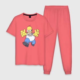Мужская пижама хлопок с принтом Angry Homer в Белгороде, 100% хлопок | брюки и футболка прямого кроя, без карманов, на брюках мягкая резинка на поясе и по низу штанин
 | angry homer simpson симпсон злой гомер барт
