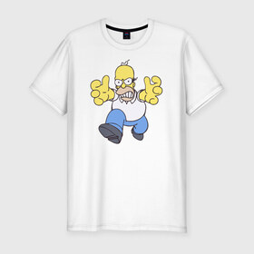 Мужская футболка премиум с принтом Angry Homer в Белгороде, 92% хлопок, 8% лайкра | приталенный силуэт, круглый вырез ворота, длина до линии бедра, короткий рукав | angry homer simpson симпсон злой гомер барт