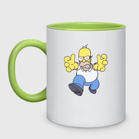 Кружка двухцветная с принтом Angry Homer в Белгороде, керамика | объем — 330 мл, диаметр — 80 мм. Цветная ручка и кайма сверху, в некоторых цветах — вся внутренняя часть | angry homer simpson симпсон злой гомер барт