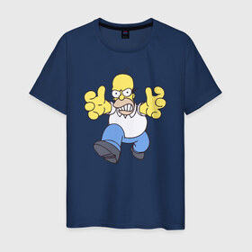 Мужская футболка хлопок с принтом Angry Homer в Белгороде, 100% хлопок | прямой крой, круглый вырез горловины, длина до линии бедер, слегка спущенное плечо. | angry homer simpson симпсон злой гомер барт