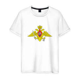 Мужская футболка хлопок с принтом РВСН средняя в Белгороде, 100% хлопок | прямой крой, круглый вырез горловины, длина до линии бедер, слегка спущенное плечо. | армия | военный | войска | вооруженные | рвсн средняя | силы | служба | эмблема