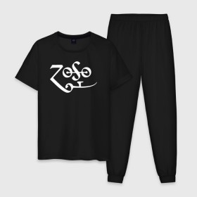 Мужская пижама хлопок с принтом Led Zeppelin в Белгороде, 100% хлопок | брюки и футболка прямого кроя, без карманов, на брюках мягкая резинка на поясе и по низу штанин
 | led zeppelin music лэд зепплин