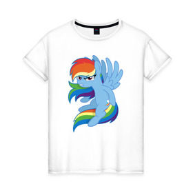 Женская футболка хлопок с принтом Rainbow Dash Angry в Белгороде, 100% хлопок | прямой крой, круглый вырез горловины, длина до линии бедер, слегка спущенное плечо | friendship is magic | my little pony | rainbow dash