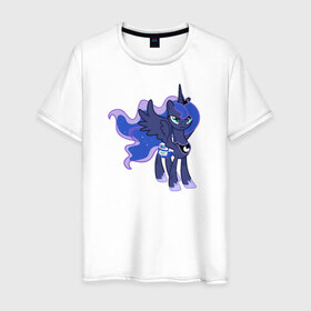 Мужская футболка хлопок с принтом Princess Luna в Белгороде, 100% хлопок | прямой крой, круглый вырез горловины, длина до линии бедер, слегка спущенное плечо. | friendship is magic | my little pony | princess luna