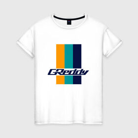 Женская футболка хлопок с принтом Greddy в Белгороде, 100% хлопок | прямой крой, круглый вырез горловины, длина до линии бедер, слегка спущенное плечо | greddy | jdm | jdm style