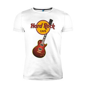 Мужская футболка премиум с принтом Hard Rock cafe в Белгороде, 92% хлопок, 8% лайкра | приталенный силуэт, круглый вырез ворота, длина до линии бедра, короткий рукав | гитара