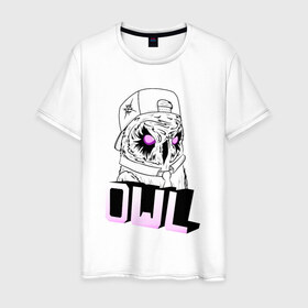 Мужская футболка хлопок с принтом OWL в Белгороде, 100% хлопок | прямой крой, круглый вырез горловины, длина до линии бедер, слегка спущенное плечо. | Тематика изображения на принте: 