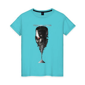 Женская футболка хлопок с принтом Терминатор в Белгороде, 100% хлопок | прямой крой, круглый вырез горловины, длина до линии бедер, слегка спущенное плечо | genisys | terminator | арнольд | генезис | терминатор | шварцнеггер