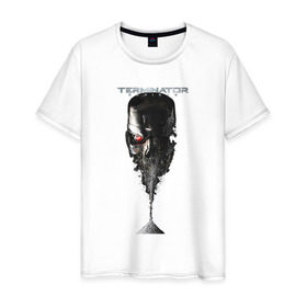 Мужская футболка хлопок с принтом Терминатор в Белгороде, 100% хлопок | прямой крой, круглый вырез горловины, длина до линии бедер, слегка спущенное плечо. | genisys | terminator | арнольд | генезис | терминатор | шварцнеггер