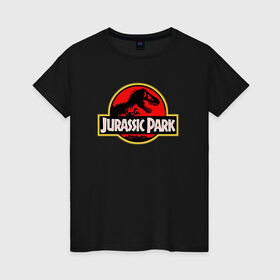 Женская футболка хлопок с принтом Jurassic park в Белгороде, 100% хлопок | прямой крой, круглый вырез горловины, длина до линии бедер, слегка спущенное плечо | юрского периода