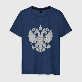 Мужская футболка хлопок с принтом Герб России в Белгороде, 100% хлопок | прямой крой, круглый вырез горловины, длина до линии бедер, слегка спущенное плечо. | герб | россия | рф | я русский