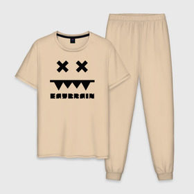 Мужская пижама хлопок с принтом Eatbrain Logo в Белгороде, 100% хлопок | брюки и футболка прямого кроя, без карманов, на брюках мягкая резинка на поясе и по низу штанин
 | eatbrain | music | для любителей жирного neurofunk звучания.drum