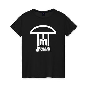 Женская футболка хлопок с принтом Inficted Mushroom в Белгороде, 100% хлопок | прямой крой, круглый вырез горловины, длина до линии бедер, слегка спущенное плечо | goa | infected mushroom | psytrance