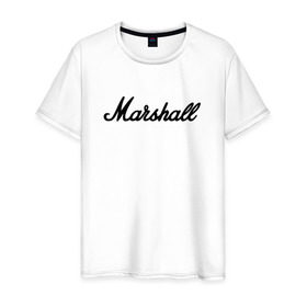Мужская футболка хлопок с принтом Marshall logo в Белгороде, 100% хлопок | прямой крой, круглый вырез горловины, длина до линии бедер, слегка спущенное плечо. | guitars | marshall | music | гитары | музыка