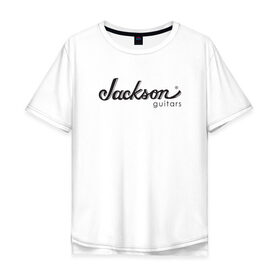 Мужская футболка хлопок Oversize с принтом Jackson logo в Белгороде, 100% хлопок | свободный крой, круглый ворот, “спинка” длиннее передней части | guitars | jackson | music | гитары | музыка