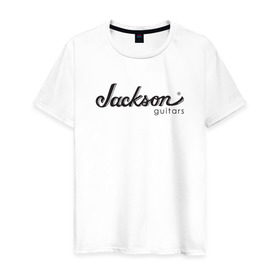 Мужская футболка хлопок с принтом Jackson logo в Белгороде, 100% хлопок | прямой крой, круглый вырез горловины, длина до линии бедер, слегка спущенное плечо. | guitars | jackson | music | гитары | музыка