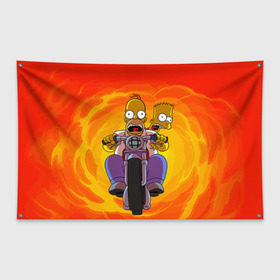 Флаг-баннер с принтом Симпсоны на байке в Белгороде, 100% полиэстер | размер 67 х 109 см, плотность ткани — 95 г/м2; по краям флага есть четыре люверса для крепления | гомер