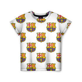 Детская футболка 3D с принтом Барселона в Белгороде, 100% гипоаллергенный полиэфир | прямой крой, круглый вырез горловины, длина до линии бедер, чуть спущенное плечо, ткань немного тянется | Тематика изображения на принте: barcelona | барса | барселона | спорт | фк | футбол
