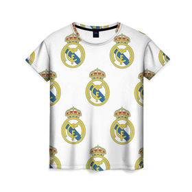 Женская футболка 3D с принтом Real Madrid в Белгороде, 100% полиэфир ( синтетическое хлопкоподобное полотно) | прямой крой, круглый вырез горловины, длина до линии бедер | real madrid | реал мадрид | спорт | фк | футбол