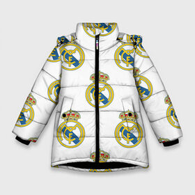Зимняя куртка для девочек 3D с принтом Real Madrid в Белгороде, ткань верха — 100% полиэстер; подклад — 100% полиэстер, утеплитель — 100% полиэстер. | длина ниже бедра, удлиненная спинка, воротник стойка и отстегивающийся капюшон. Есть боковые карманы с листочкой на кнопках, утяжки по низу изделия и внутренний карман на молнии. 

Предусмотрены светоотражающий принт на спинке, радужный светоотражающий элемент на пуллере молнии и на резинке для утяжки. | real madrid | реал мадрид | спорт | фк | футбол