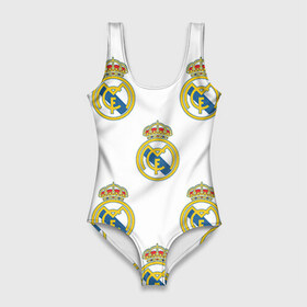 Купальник-боди 3D с принтом Real Madrid в Белгороде, 82% полиэстер, 18% эластан | Круглая горловина, круглый вырез на спине | real madrid | реал мадрид | спорт | фк | футбол