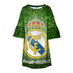 Детское платье 3D с принтом Real Madrid в Белгороде, 100% полиэстер | прямой силуэт, чуть расширенный к низу. Круглая горловина, на рукавах — воланы | Тематика изображения на принте: real madrid | реал мадрид | спорт | фк | футбол