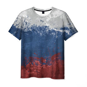 Мужская футболка 3D с принтом Флаг России в Белгороде, 100% полиэфир | прямой крой, круглый вырез горловины, длина до линии бедер | патриот | россия | рф | флаг
