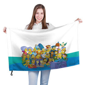 Флаг 3D с принтом Симпсоны в Белгороде, 100% полиэстер | плотность ткани — 95 г/м2, размер — 67 х 109 см. Принт наносится с одной стороны | гомер