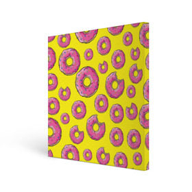 Холст квадратный с принтом Пончики в Белгороде, 100% ПВХ |  | Тематика изображения на принте: donut | simpsons | паттерн | пончик