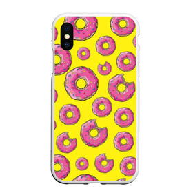 Чехол для iPhone XS Max матовый с принтом Пончики в Белгороде, Силикон | Область печати: задняя сторона чехла, без боковых панелей | donut | simpsons | паттерн | пончик