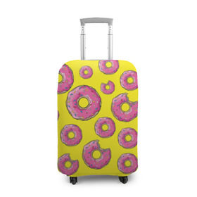 Чехол для чемодана 3D с принтом Пончики в Белгороде, 86% полиэфир, 14% спандекс | двустороннее нанесение принта, прорези для ручек и колес | donut | simpsons | паттерн | пончик