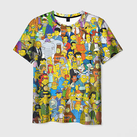 Мужская футболка 3D с принтом Симпсоны в Белгороде, 100% полиэфир | прямой крой, круглый вырез горловины, длина до линии бедер | Тематика изображения на принте: гомер