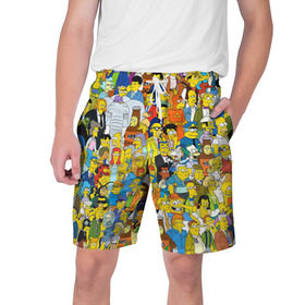 Мужские шорты 3D с принтом Симпсоны в Белгороде,  полиэстер 100% | прямой крой, два кармана без застежек по бокам. Мягкая трикотажная резинка на поясе, внутри которой широкие завязки. Длина чуть выше колен | гомер
