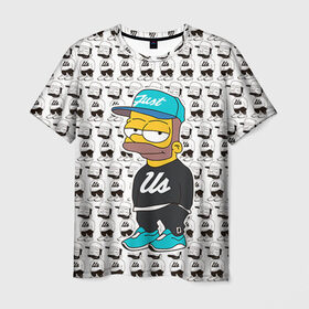 Мужская футболка 3D с принтом Барт Симпсон в Белгороде, 100% полиэфир | прямой крой, круглый вырез горловины, длина до линии бедер | bart |   |  bart simpson |  jo jo |  simpsons |  the simpsons |  симпсоны | барт | барт симпсон | джо джо