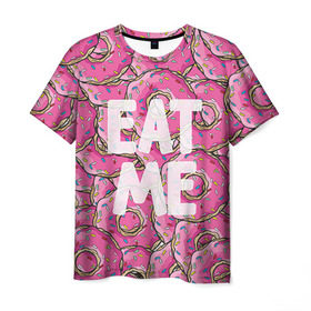 Мужская футболка 3D с принтом Eat me в Белгороде, 100% полиэфир | прямой крой, круглый вырез горловины, длина до линии бедер | гомер