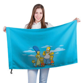 Флаг 3D с принтом Симпсоны в Белгороде, 100% полиэстер | плотность ткани — 95 г/м2, размер — 67 х 109 см. Принт наносится с одной стороны | гомер