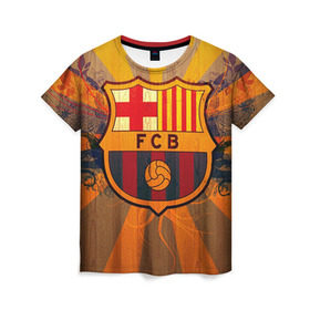 Женская футболка 3D с принтом Barcelona в Белгороде, 100% полиэфир ( синтетическое хлопкоподобное полотно) | прямой крой, круглый вырез горловины, длина до линии бедер | barcelona | барса | барселона | спорт | футбол