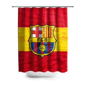Штора 3D для ванной с принтом Barcelona в Белгороде, 100% полиэстер | плотность материала — 100 г/м2. Стандартный размер — 146 см х 180 см. По верхнему краю — пластиковые люверсы для креплений. В комплекте 10 пластиковых колец | barcelona | барса | барселона | спорт | футбол