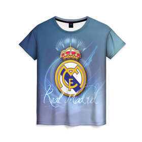 Женская футболка 3D с принтом Real Madrid в Белгороде, 100% полиэфир ( синтетическое хлопкоподобное полотно) | прямой крой, круглый вырез горловины, длина до линии бедер | real madrid | реал мадрид | спорт | футбол